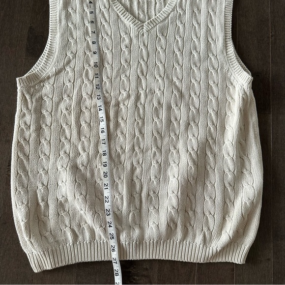Vintage John Ashford Golf Cable Knit Vest Sweater 90's Preppy Academia Coastal L - Picture 4 of 6
